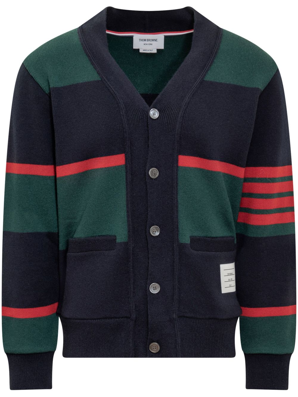 Thom Browne 条纹开衫 - 绿色