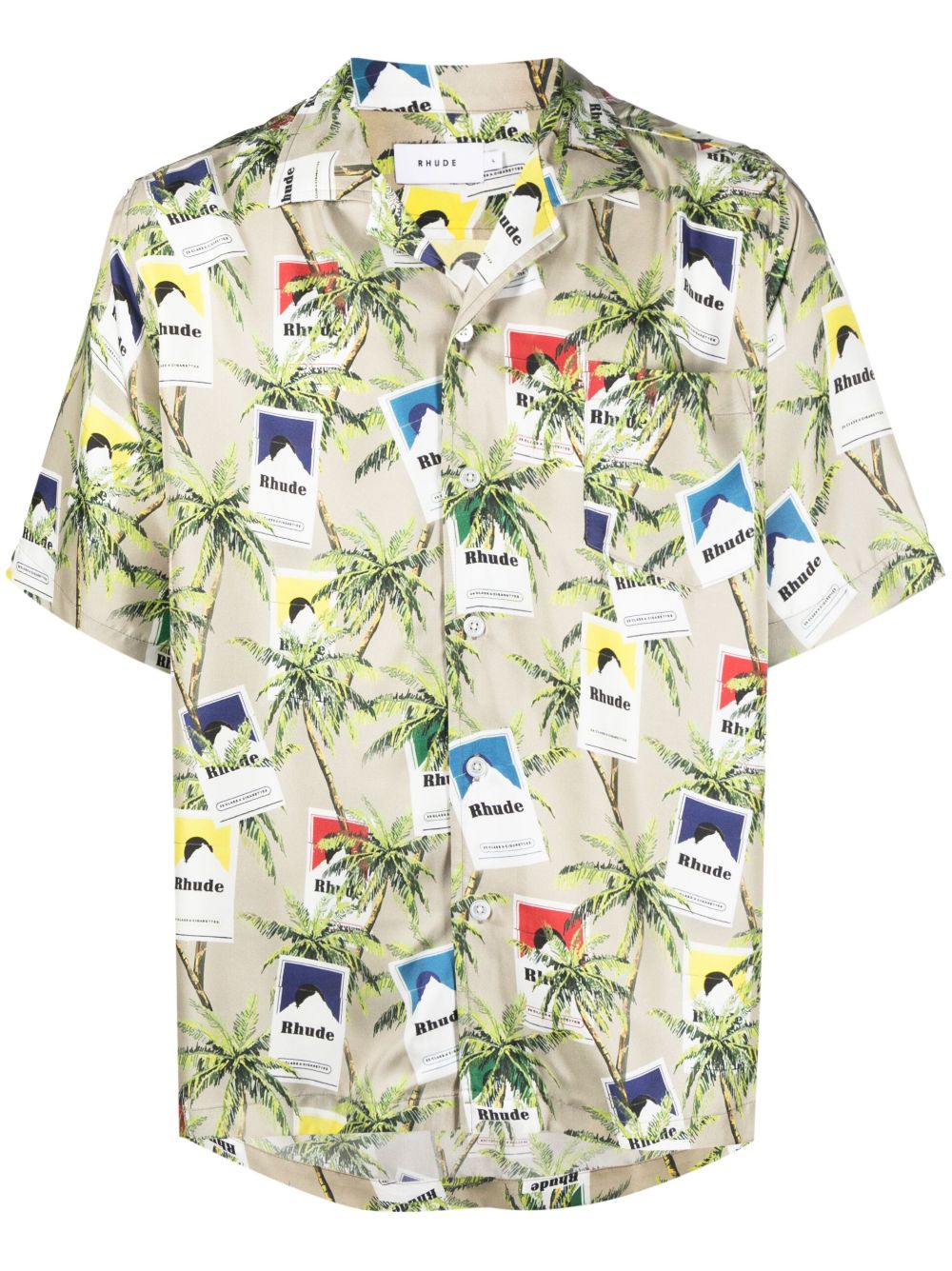 RHUDE 香烟印花真丝衬衫 - 中性色