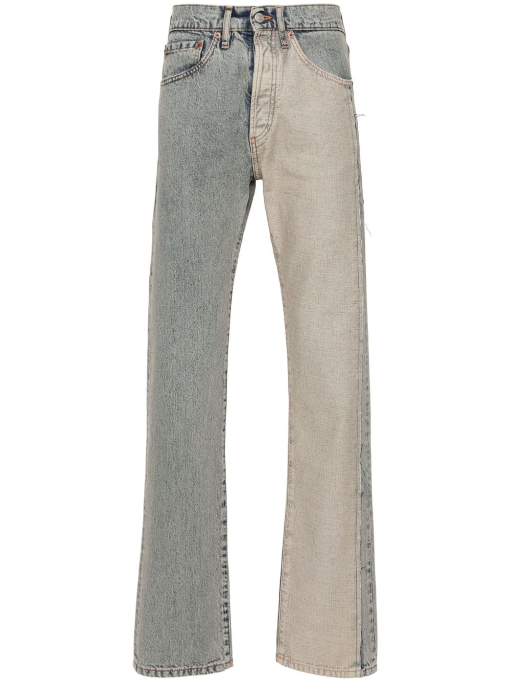 MM6 Maison Margiela 拼接直筒牛仔裤 - 蓝色