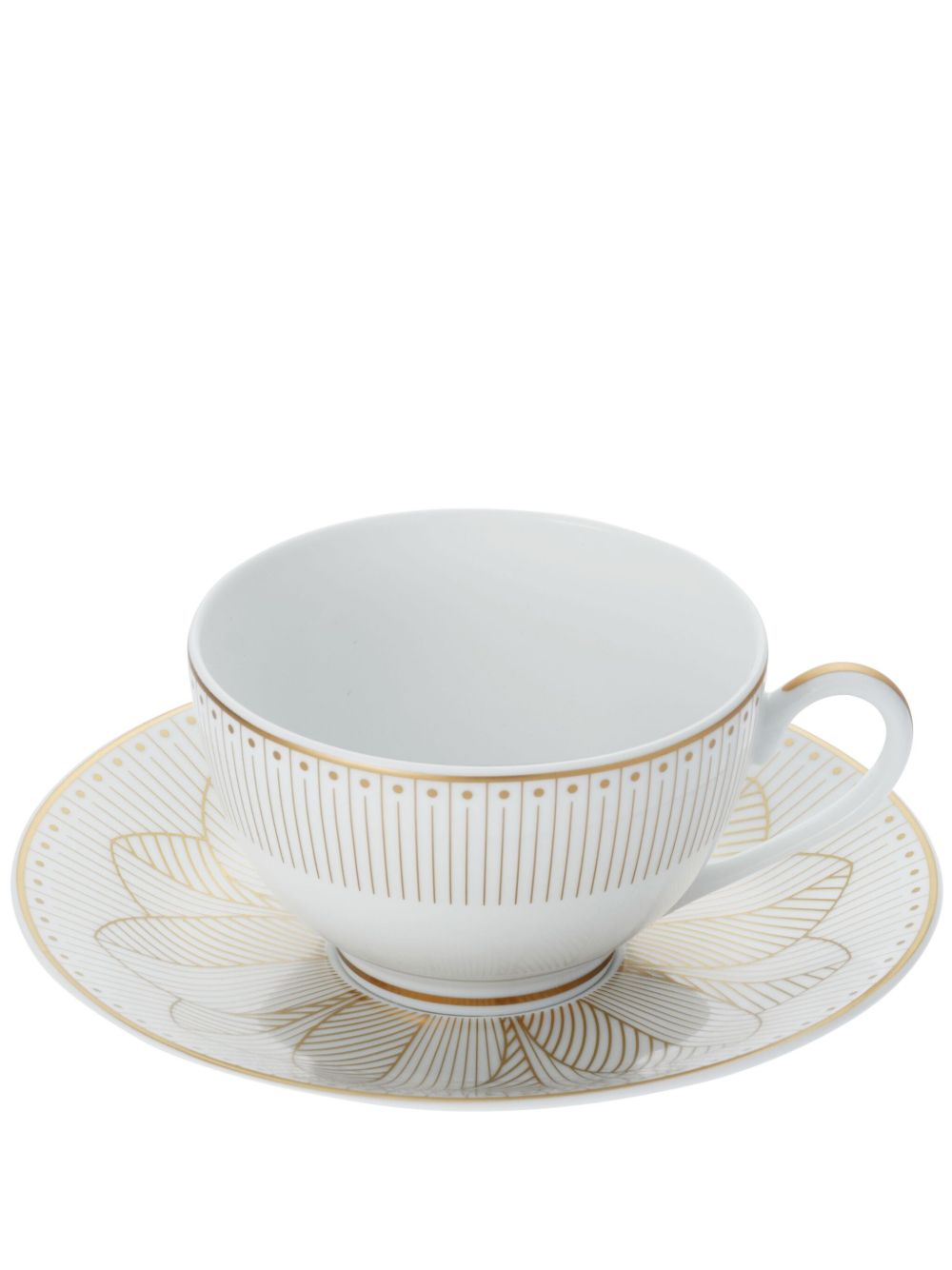 Christofle Malmaison Impériale 茶杯与茶杯盘（两件装） - 白色
