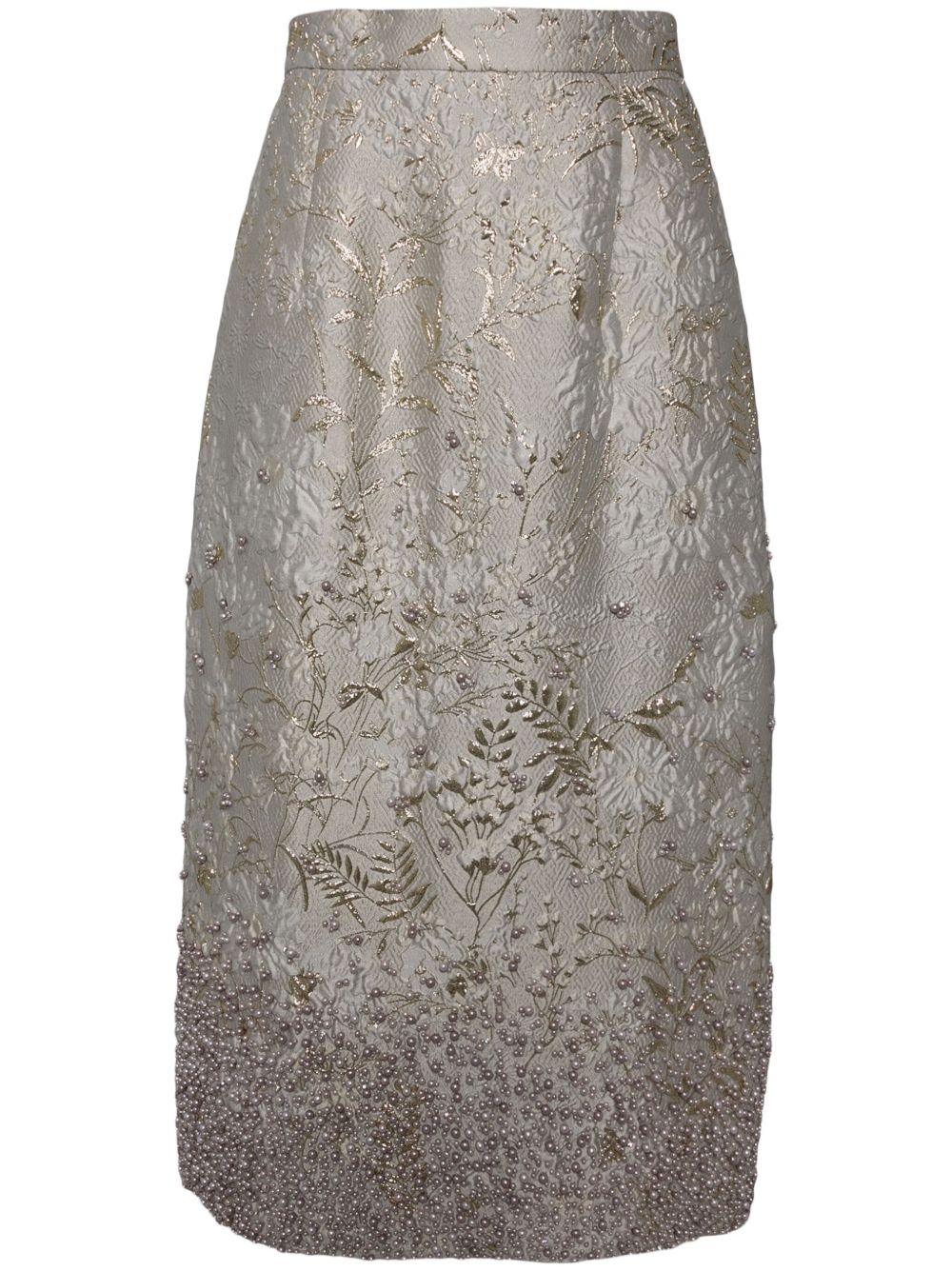 Biyan 花卉泡泡纱A字半身裙 - 灰色