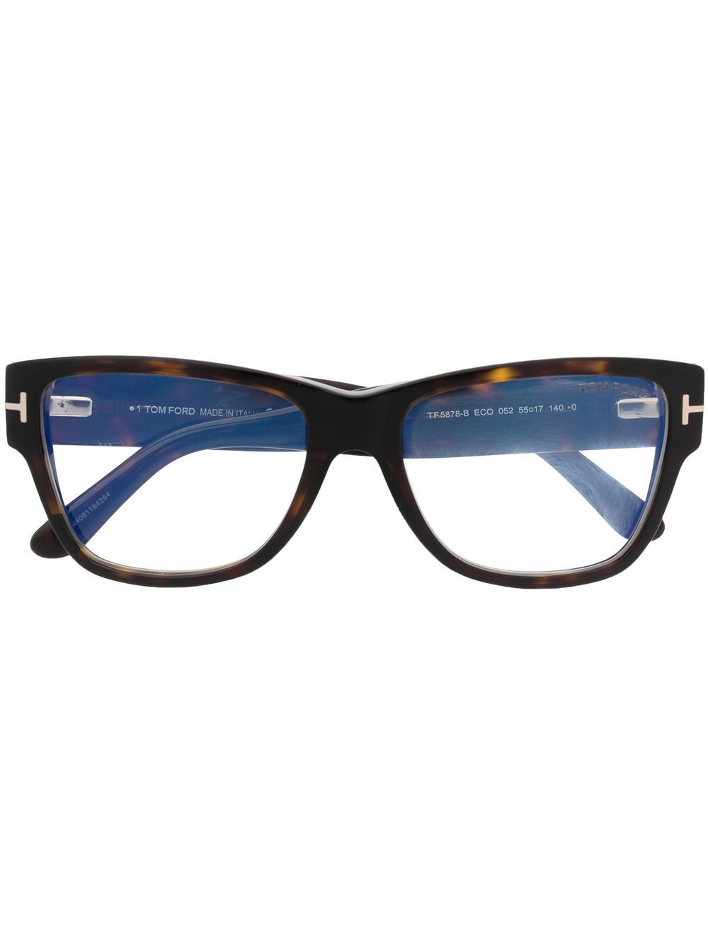TOM FORD Eyewear 玳瑁纹logo镜腿眼镜 - 黑色