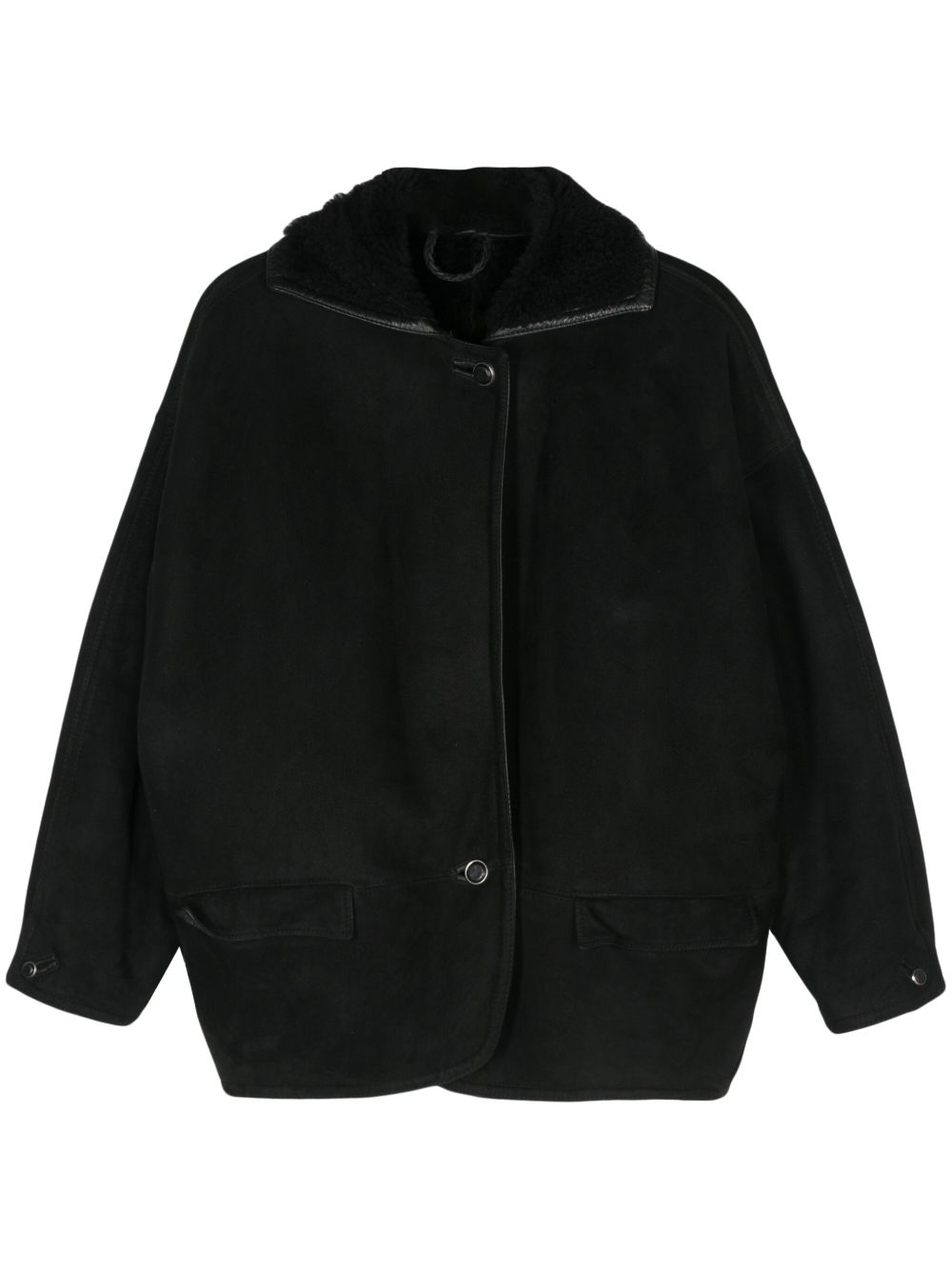 Versace Pre-Owned 绒面皮外套（1980年代典藏款） - 黑色