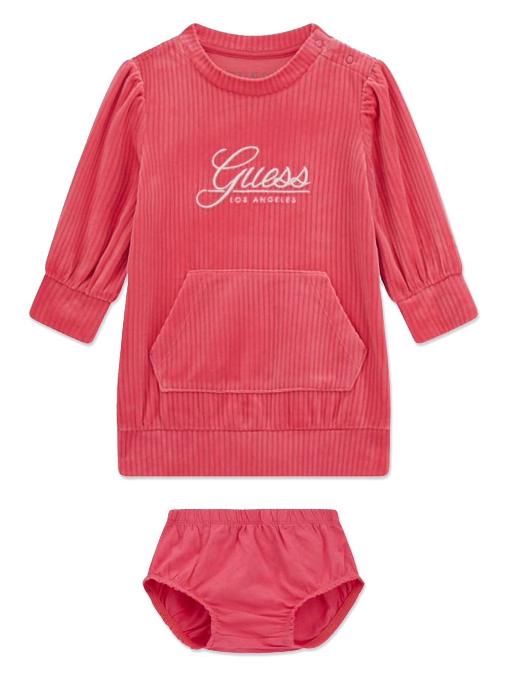 guess kids logo刺绣连衣裙 - 粉色