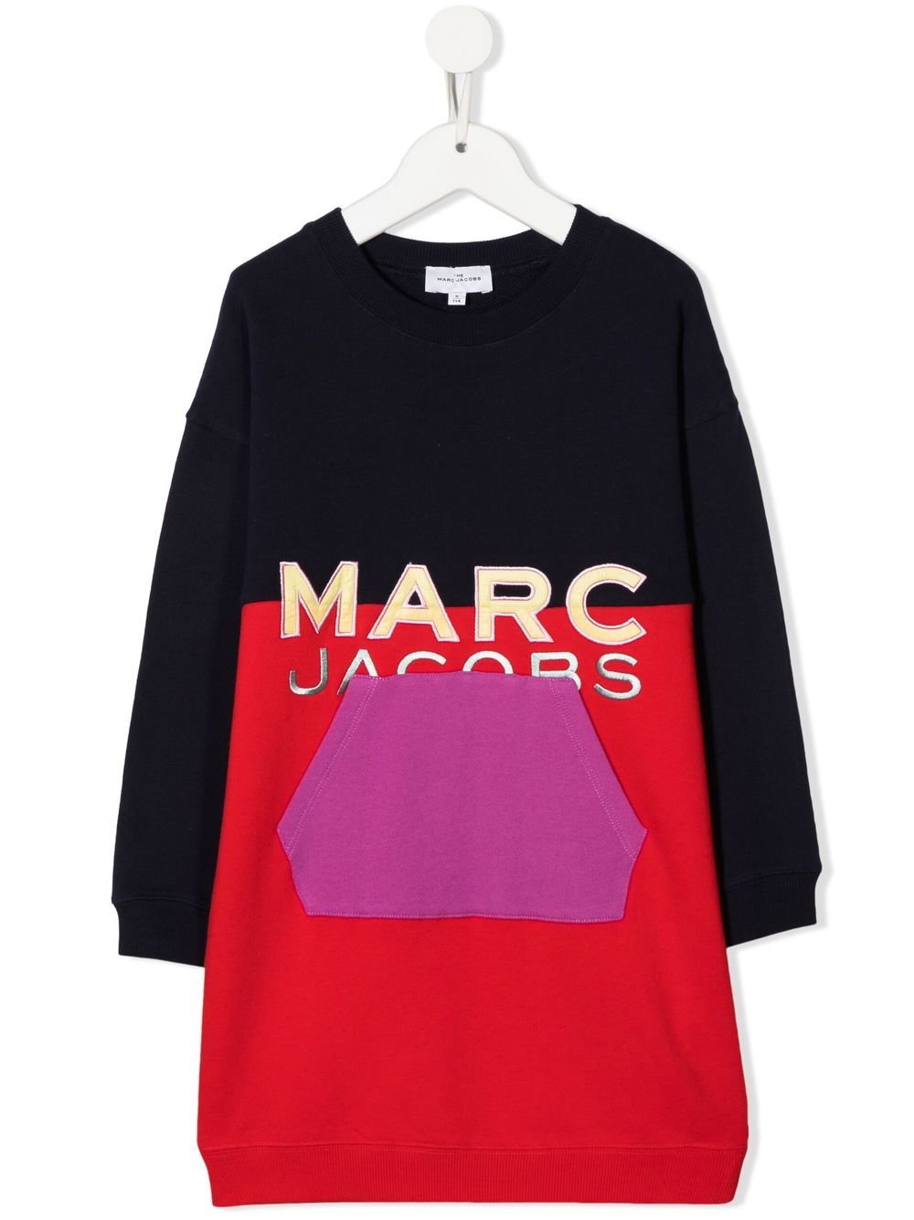 Marc Jacobs Kids logo刺绣卫衣式连衣裙 - 红色