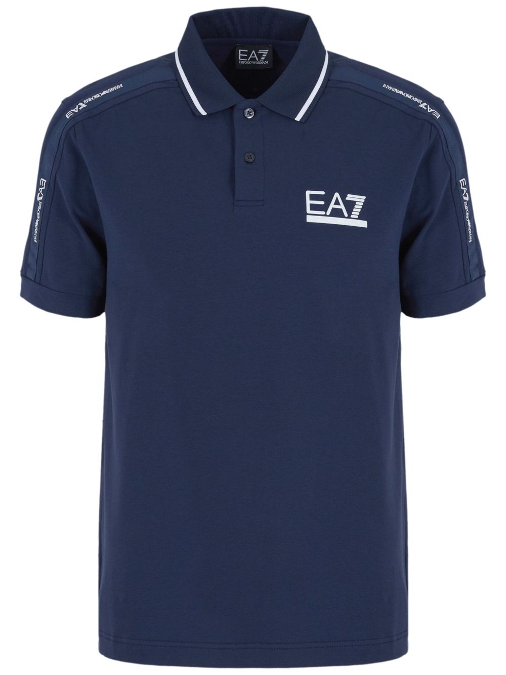 Ea7 Emporio Armani logo印花polo衫 - 蓝色