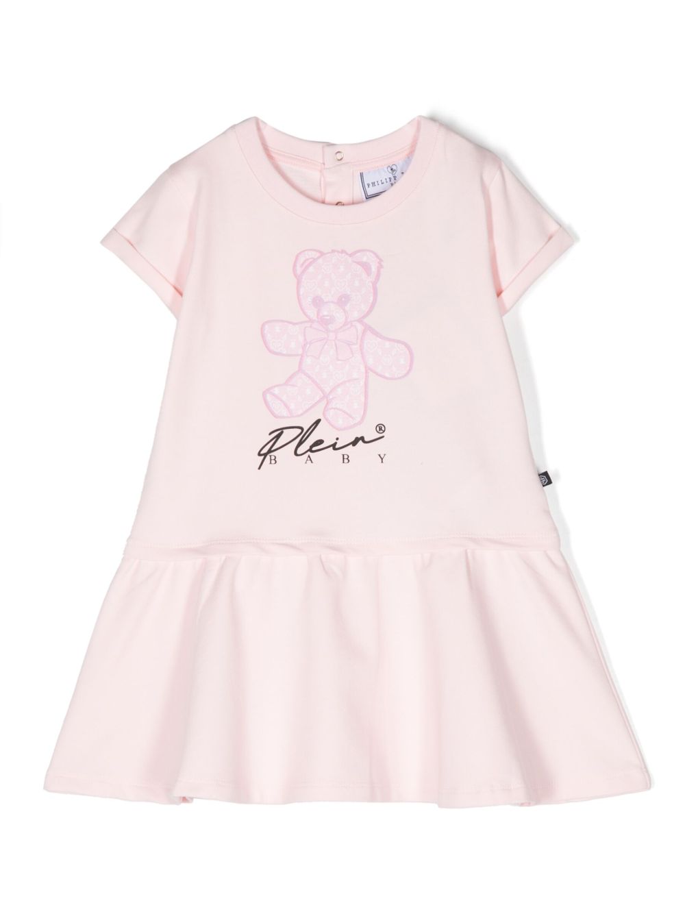 Philipp Plein Junior 泰迪熊图案连衣裙 - 粉色