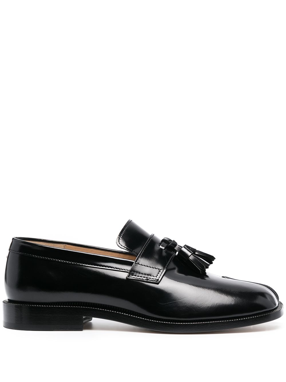Maison Margiela Tabi 流苏细节皮质乐福鞋 - 黑色