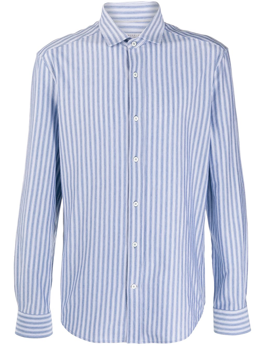 Brunello Cucinelli 条纹长袖衬衫 - 蓝色