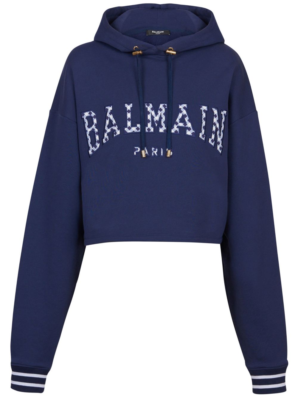 Balmain Paris 格纹连帽衫 - 蓝色