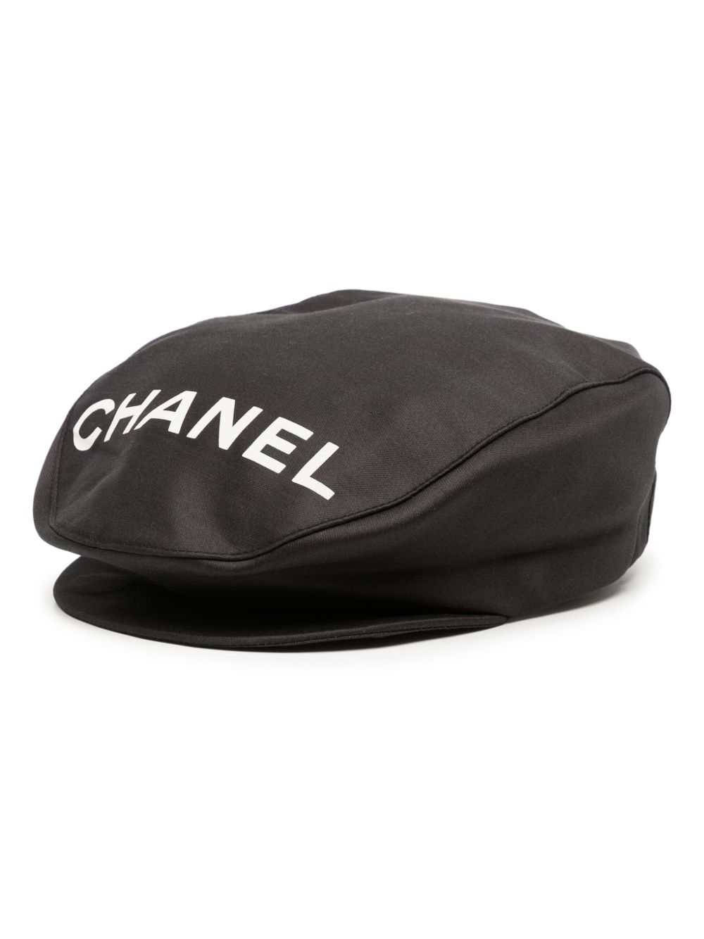 CHANEL Pre-Owned logo印花报童帽（1990-2000年代典藏款） - 黑色