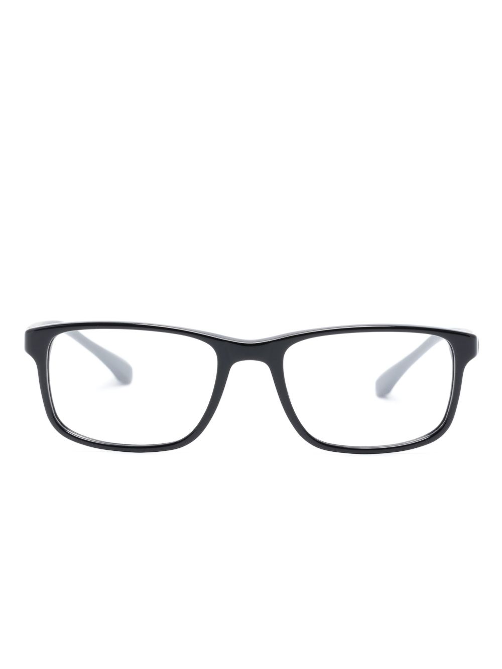 Emporio Armani logo标牌长方形框眼镜 - 黑色