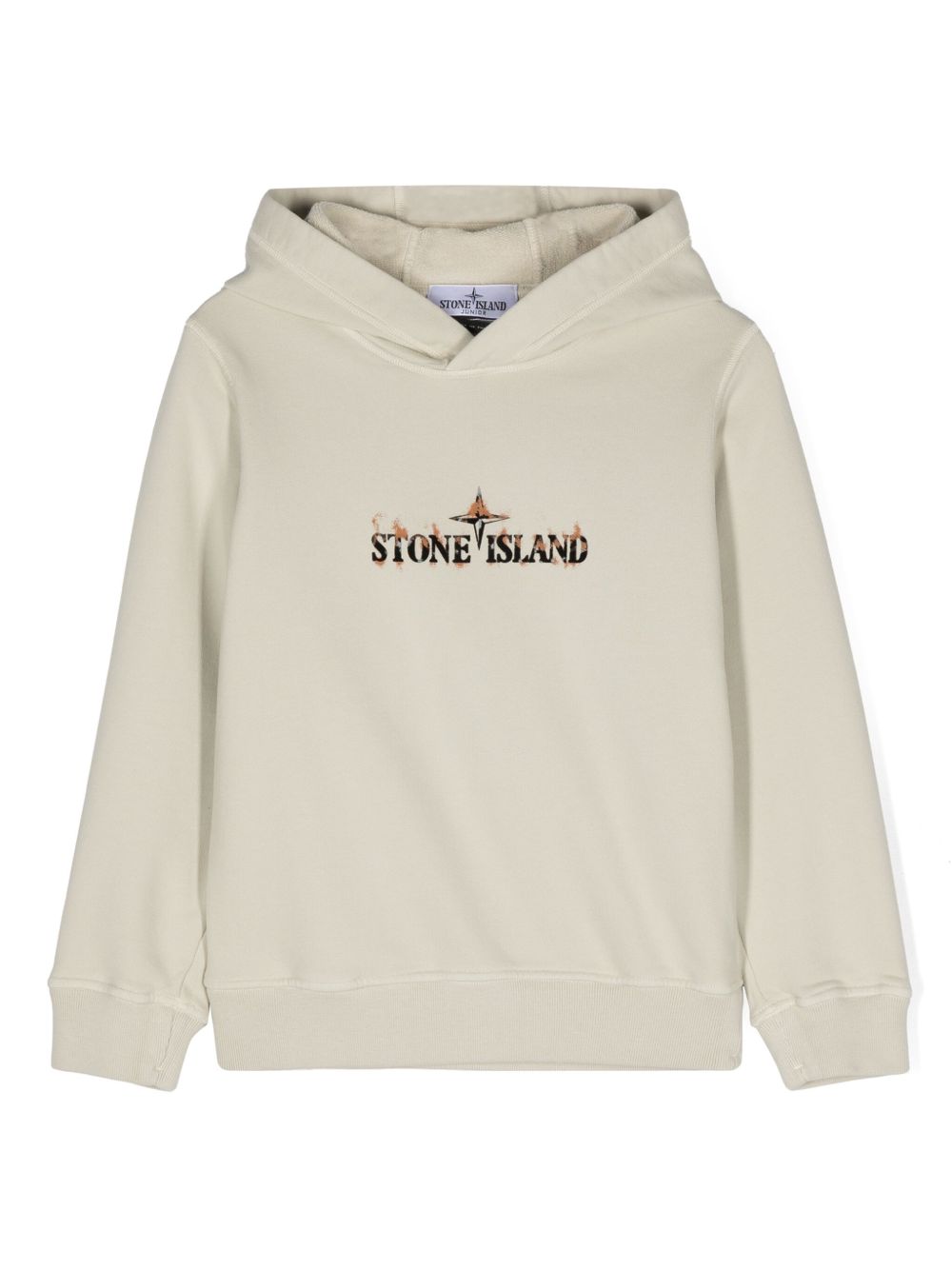 Stone Island Junior logo印花棉连帽衫 - 中性色