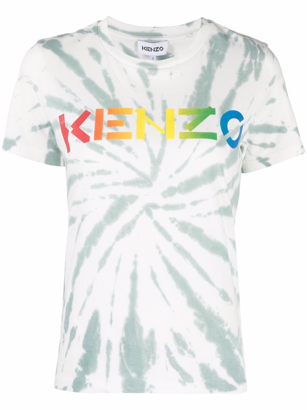 Kenzo logo印花扎染T恤 - 绿色