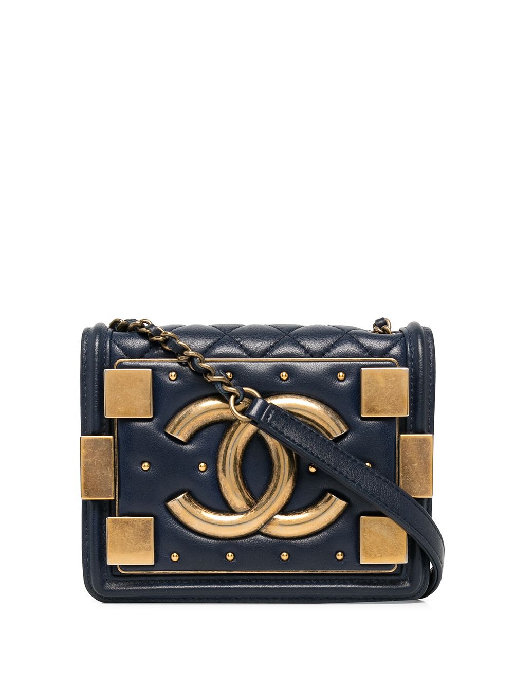 CHANEL Pre-Owned Classic Flap Boy Brick 迷你斜挎包（2016年典藏款） - 蓝色