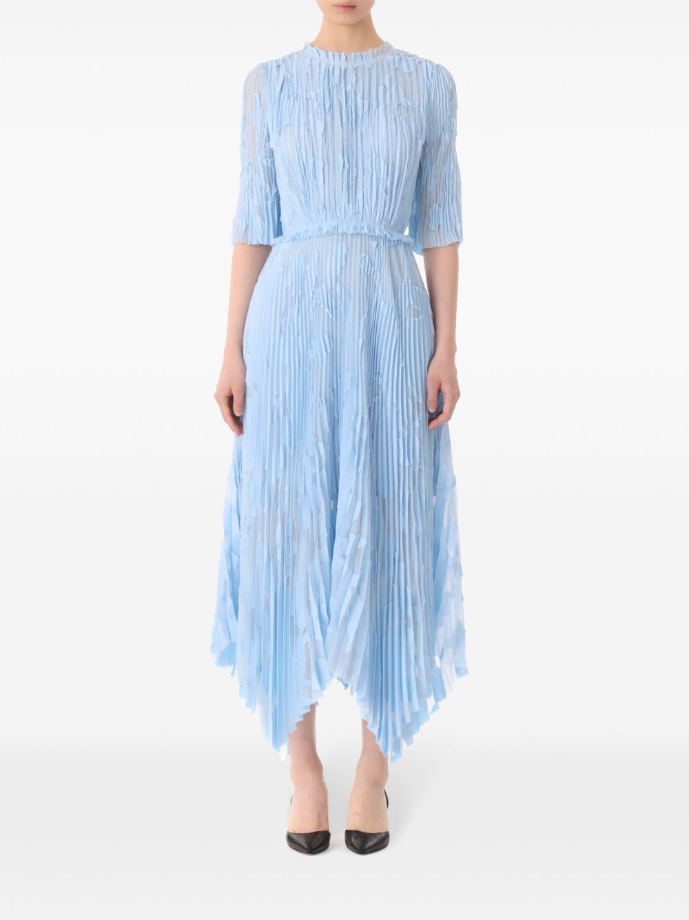 Jason Wu Collection 花卉百褶连衣裙 - 蓝色