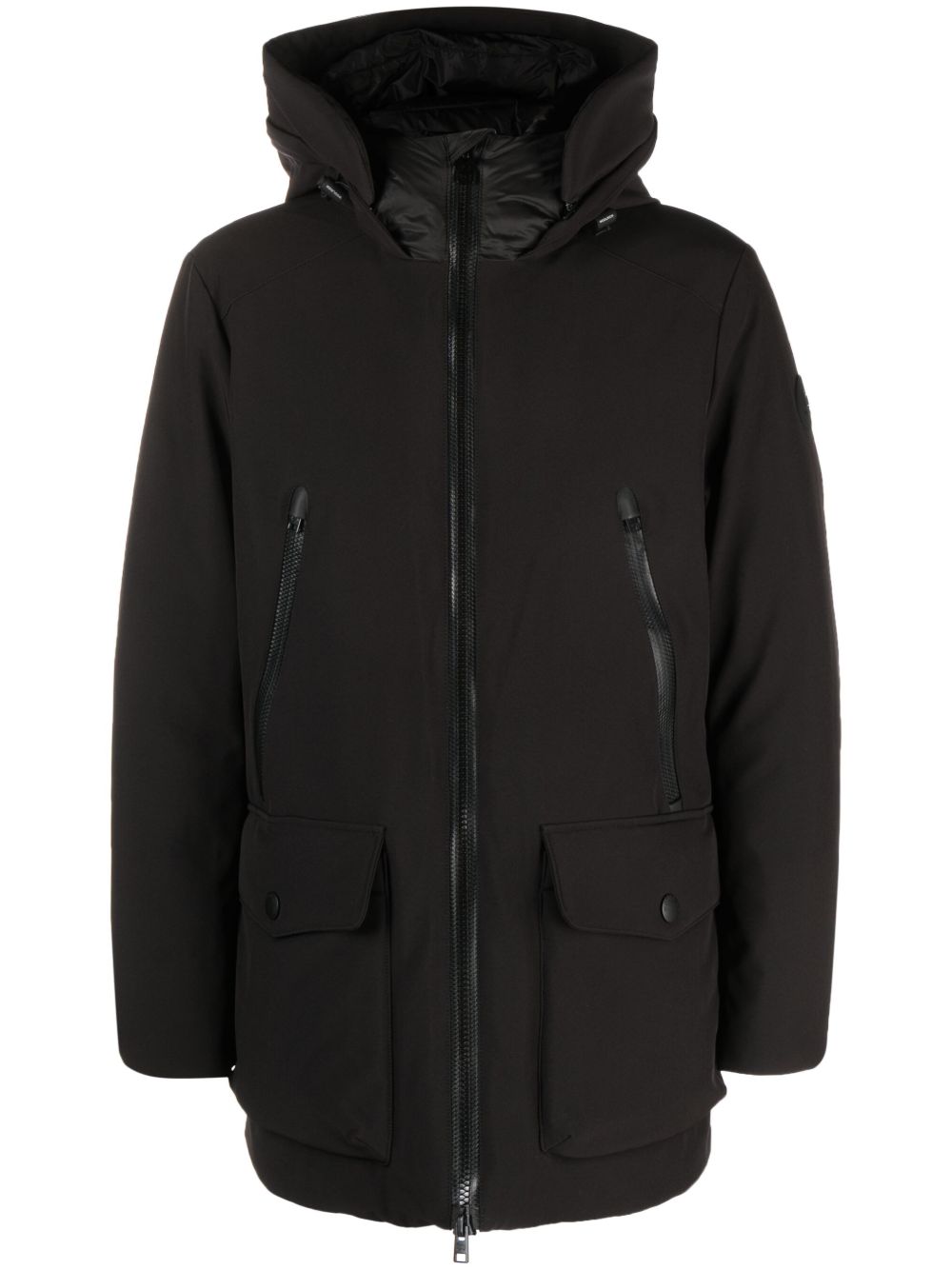 Woolrich 拉链连帽派克大衣 - 黑色