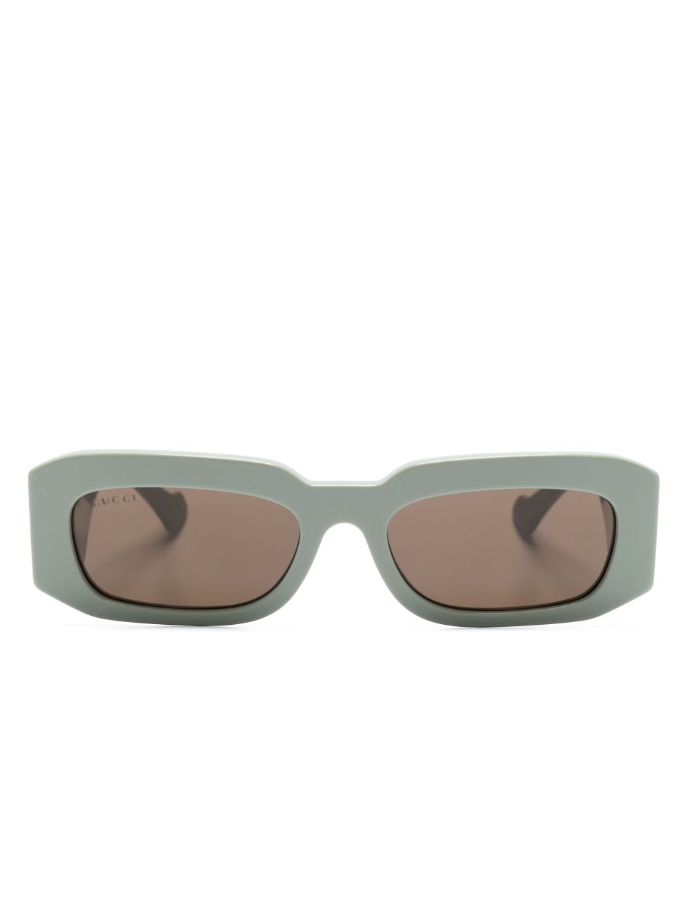 Gucci Eyewear logo长方形镜框太阳眼镜 - 绿色