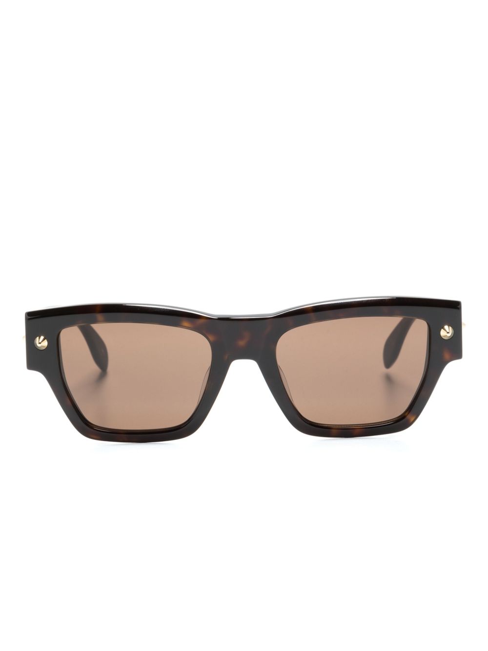 Alexander McQueen Eyewear 铆钉细节方框太阳眼镜 - 褐色