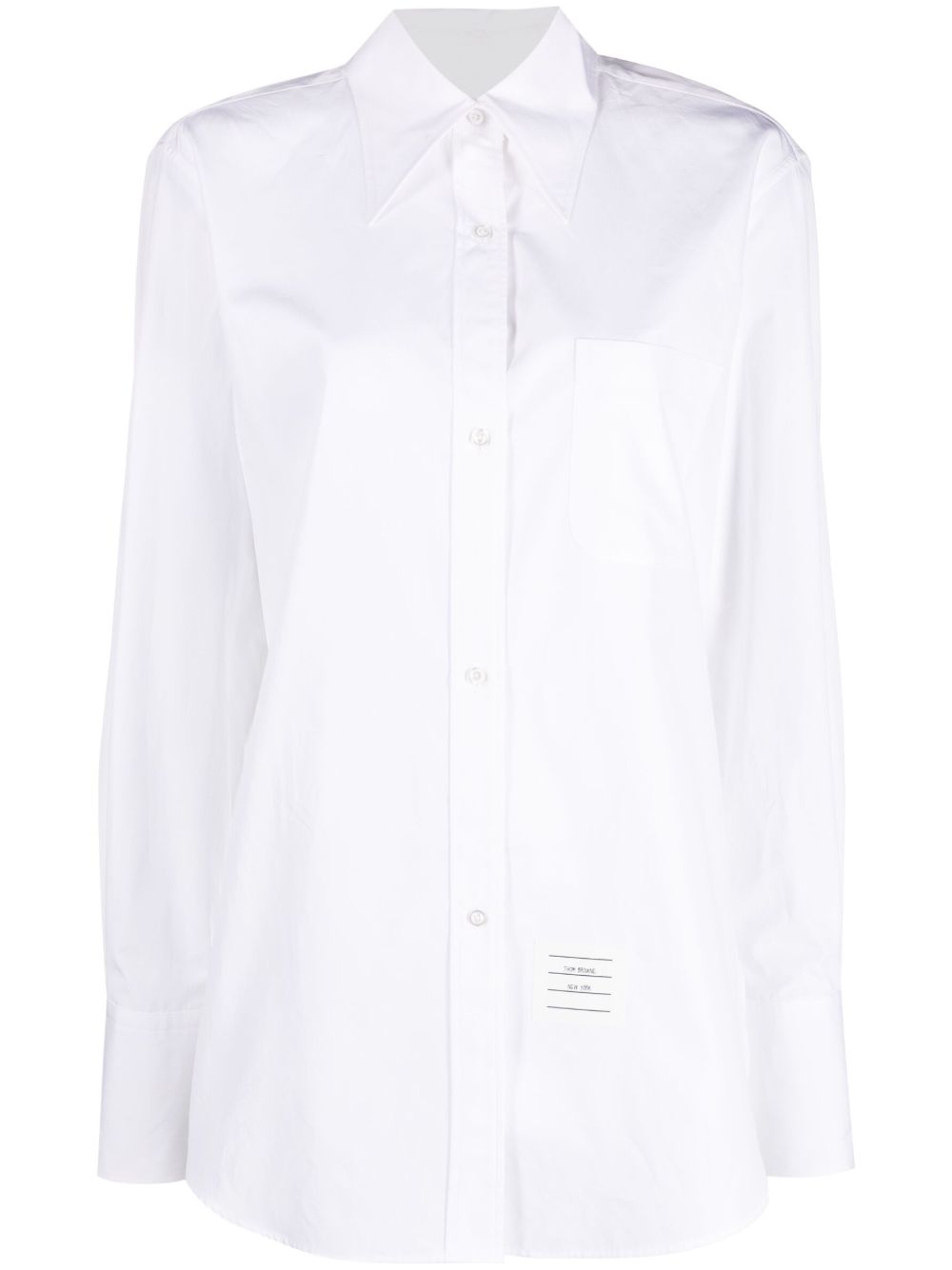 Thom Browne 尖领标贴衬衫 - 白色