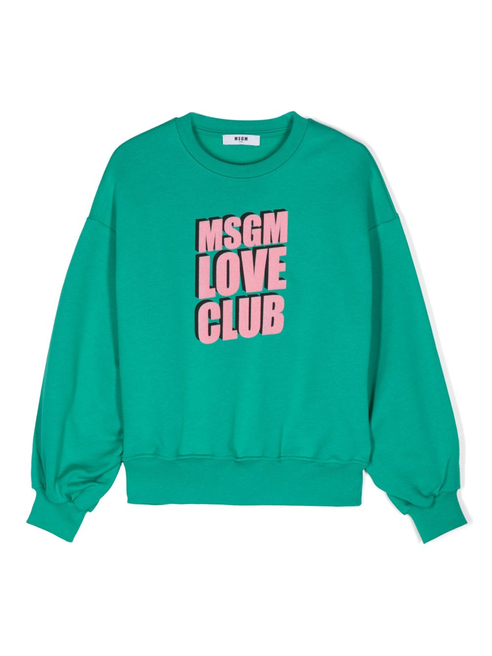 MSGM Kids 植绒logo棉卫衣 - 绿色