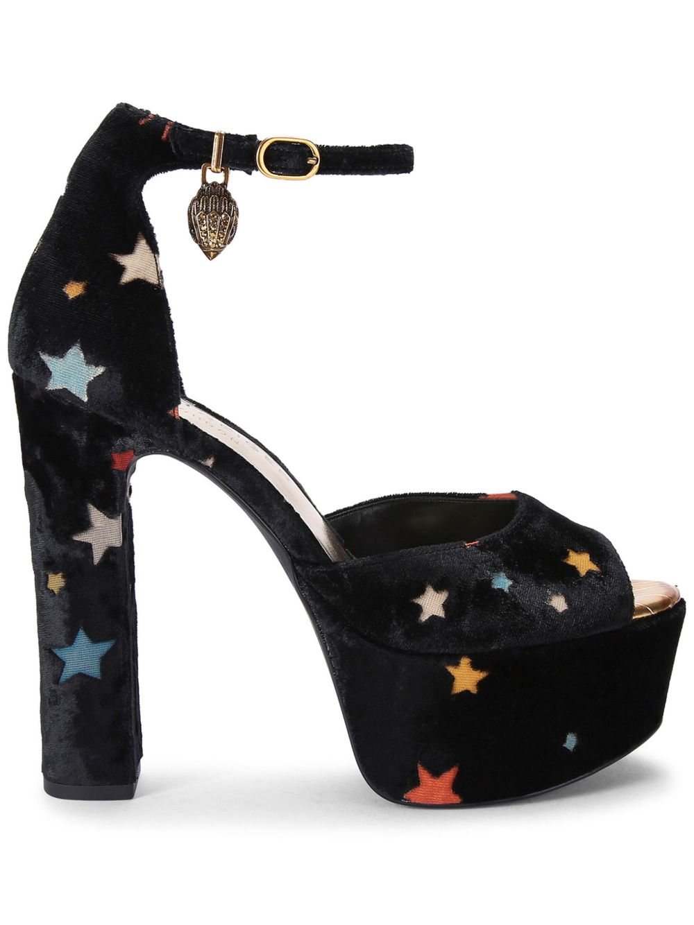 Kurt Geiger London Shoreditch 丝绒水台式高跟凉鞋 - 黑色