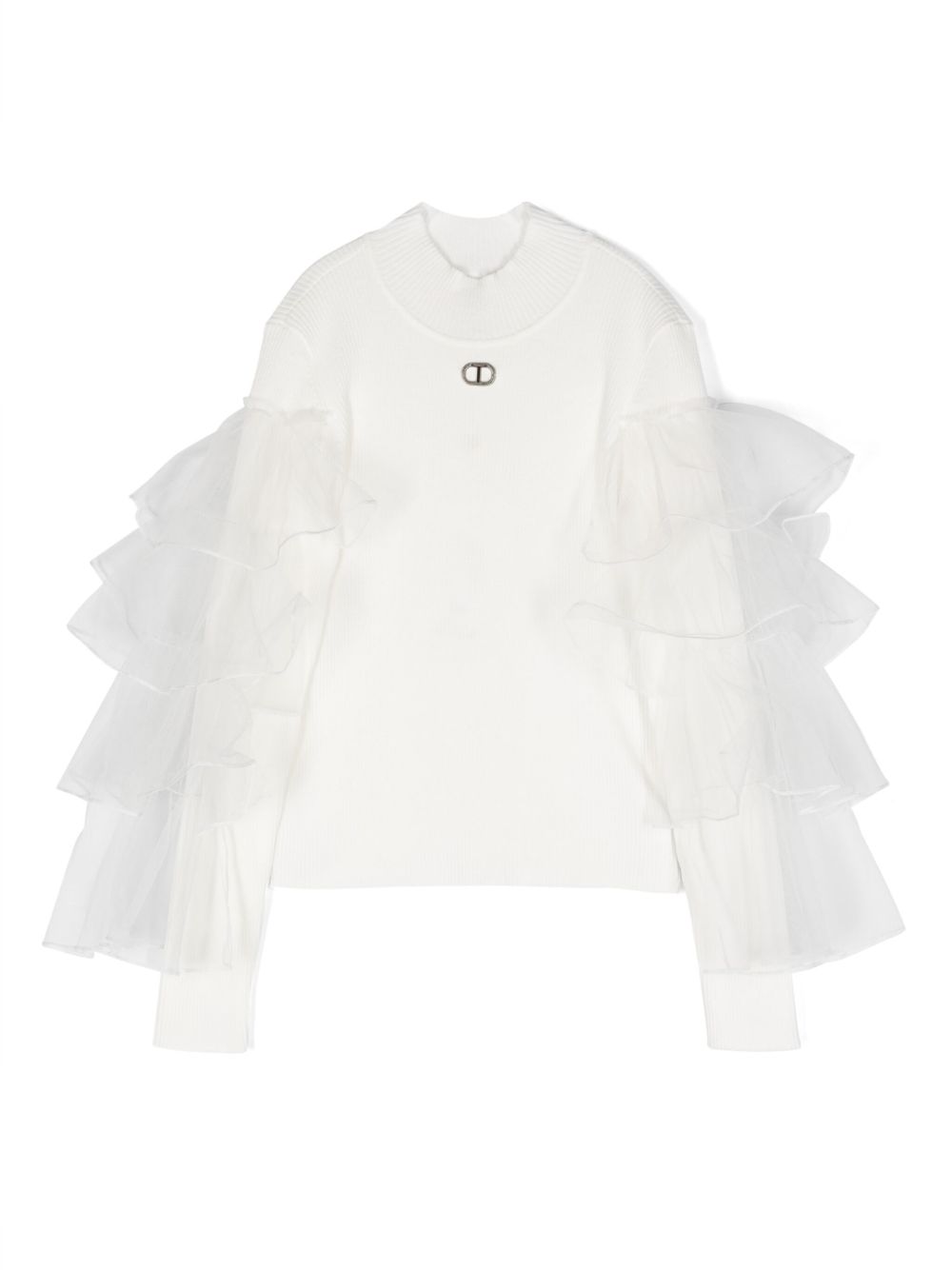 TWINSET Kids 荷叶边企领上衣 - 白色