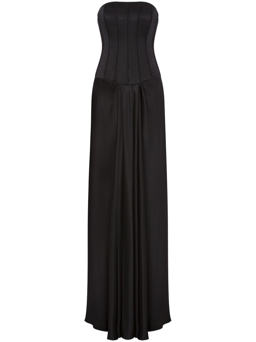 Alberta Ferretti 紧身胸衣式缎面礼服 - 黑色