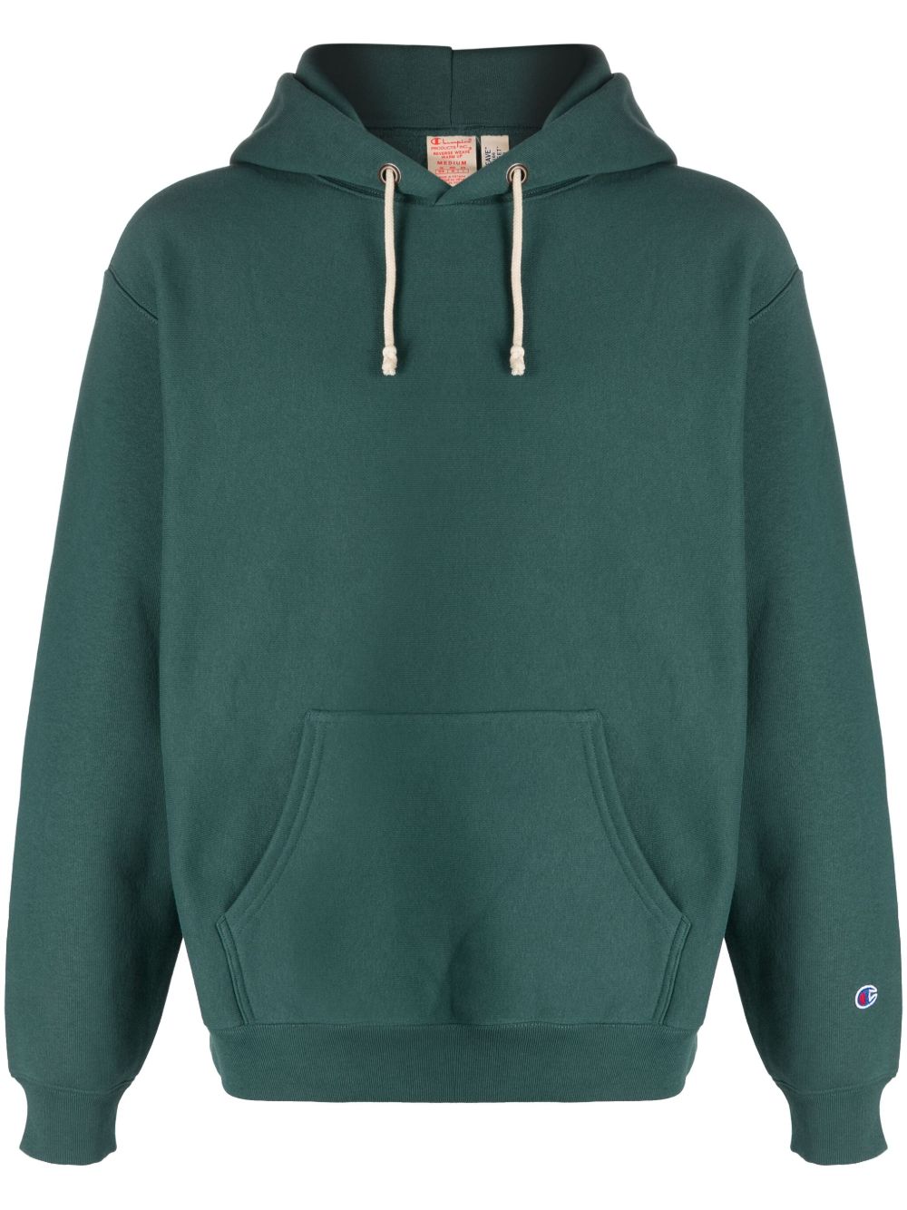 Champion logo刺绣抽绳连帽衫 - 绿色