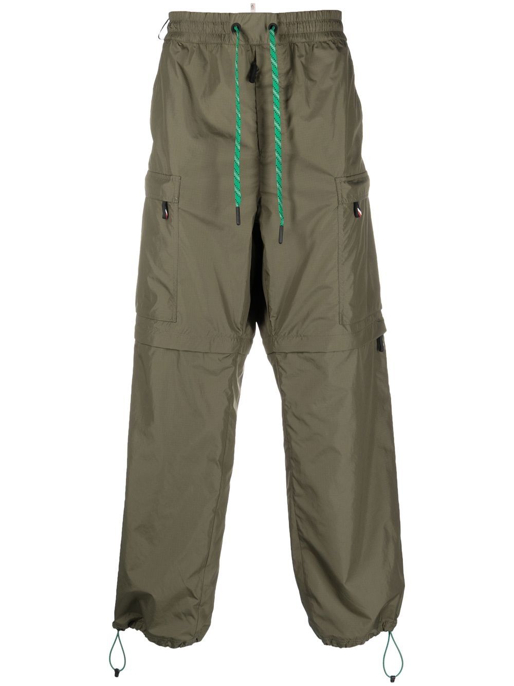 Moncler Grenoble 对比边饰直筒裤 - 绿色
