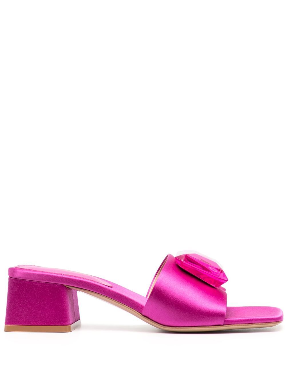 Gianvito Rossi Jaipur 缀饰缎面中跟穆勒鞋 - 粉色
