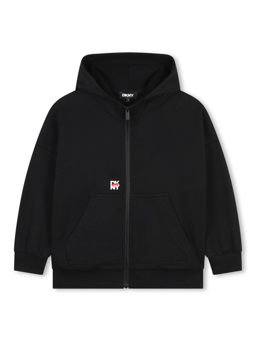 Dkny Kids logo压纹棉连帽衫 - 黑色