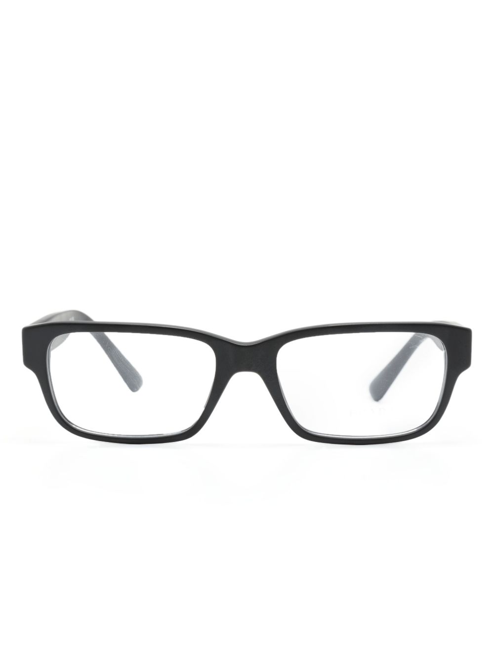 Prada Eyewear logo印花长方形镜框眼镜 - 黑色