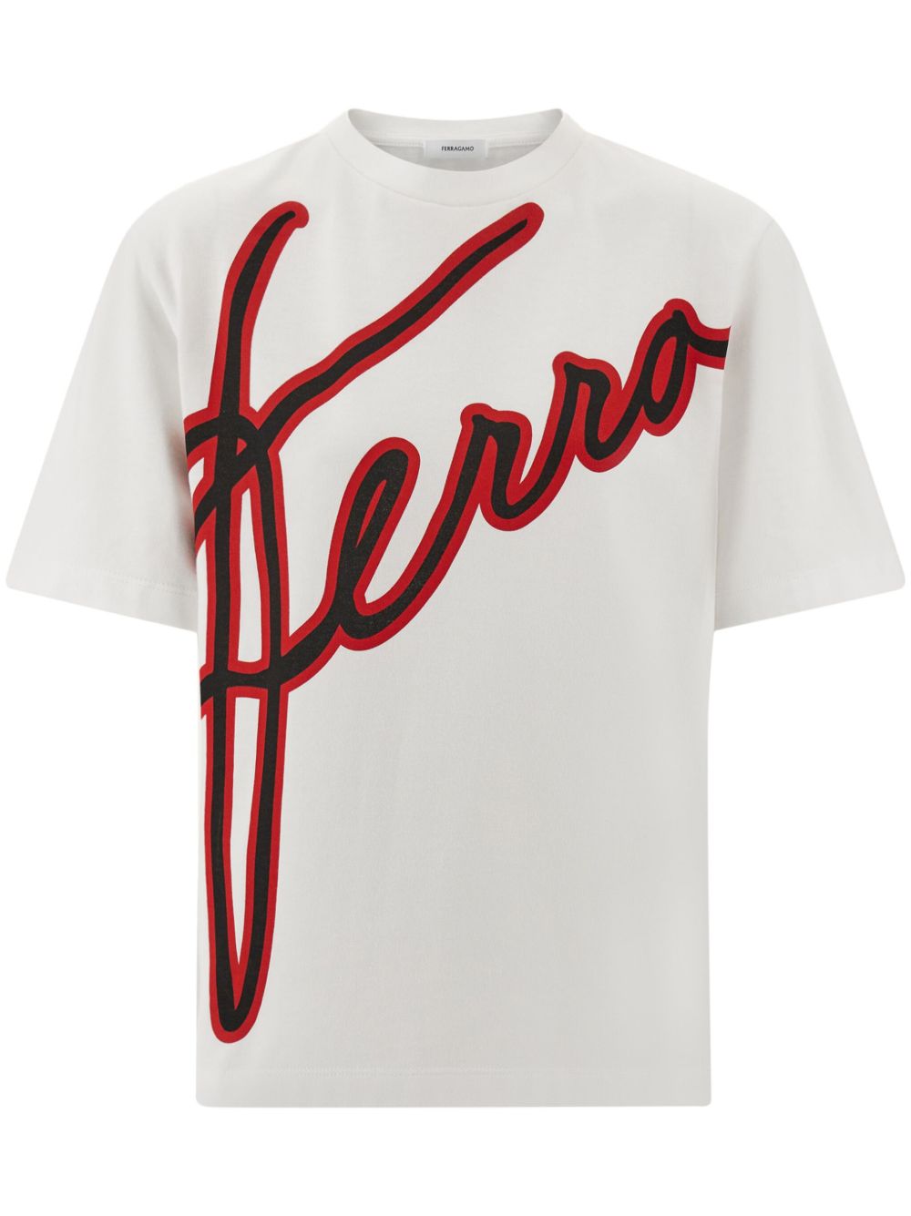 Ferragamo logo印花短袖T恤 - 白色