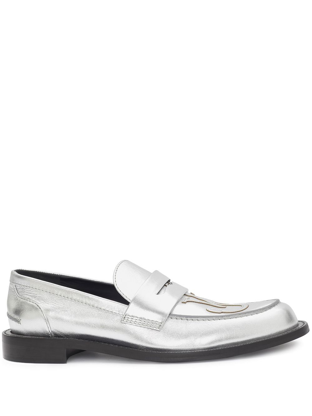 JW Anderson Anchor logo刺绣乐福鞋 - 银色