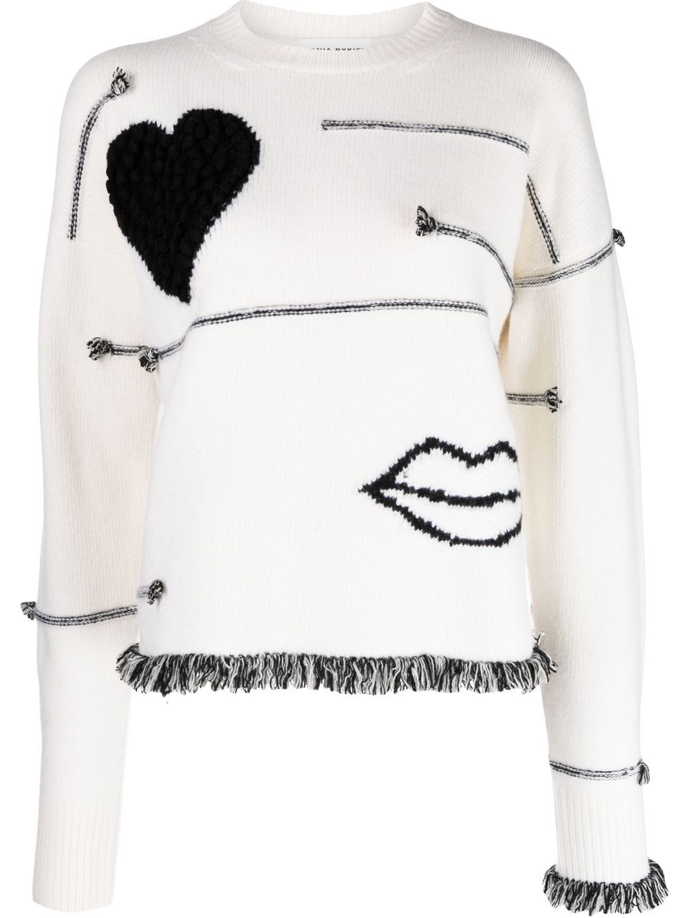 Sonia Rykiel Lips 对比缝线细节毛衣 - 白色