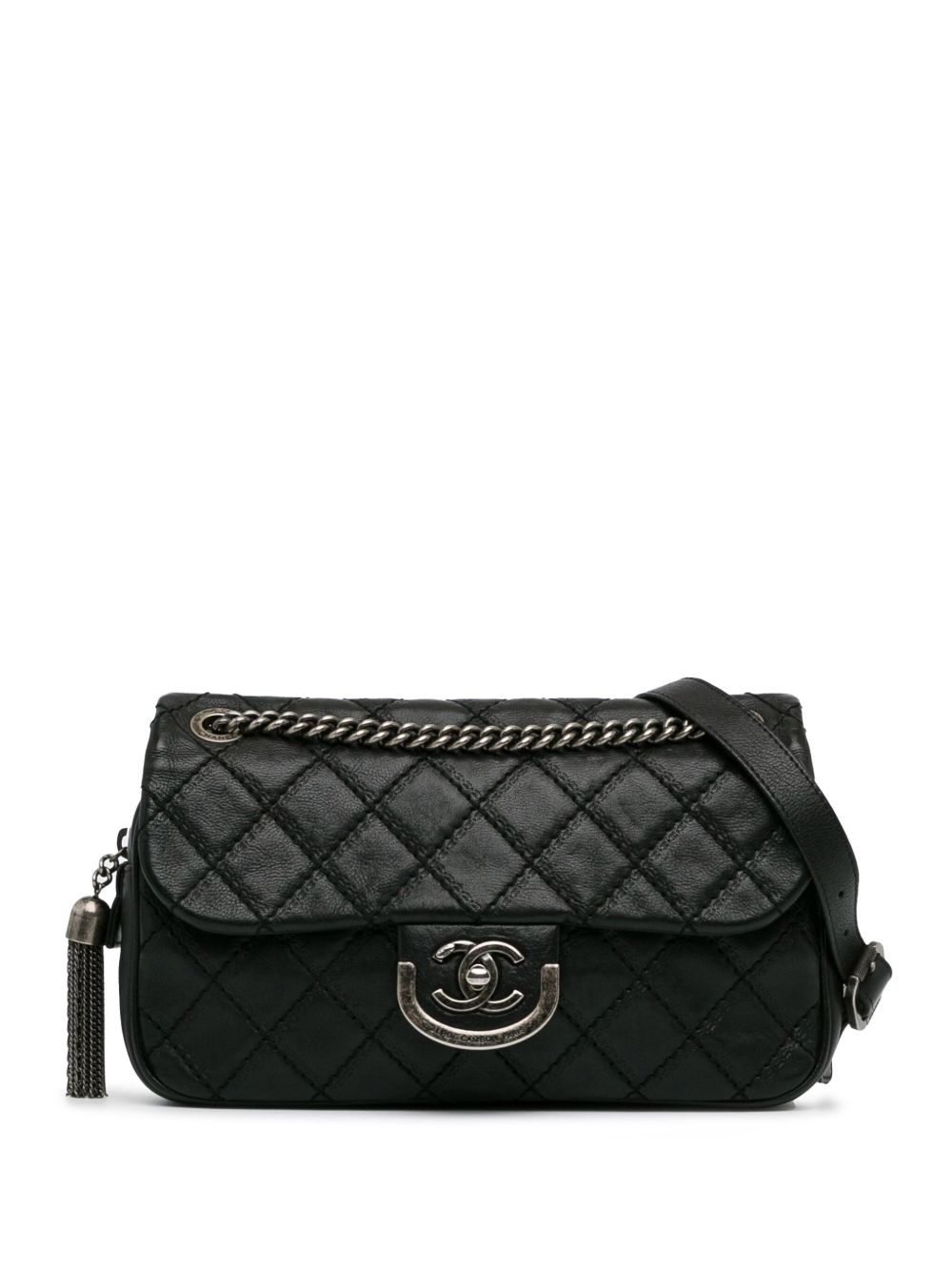 CHANEL Pre-Owned Medium Calfskin Paris-Edinburgh Coco Sporran Flap 斜挎包（2013–2014年典藏款） - 黑色