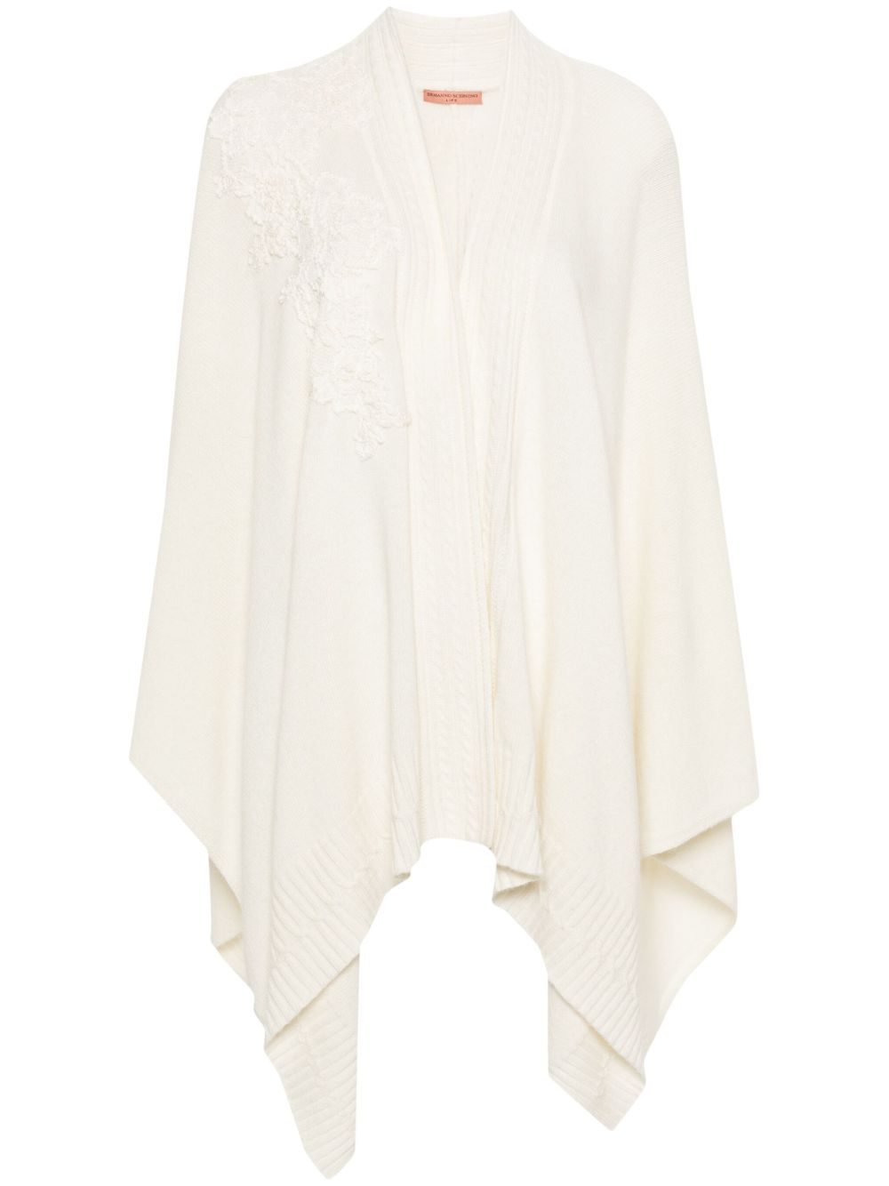 Ermanno Scervino 蕾丝细节斗篷 - 白色