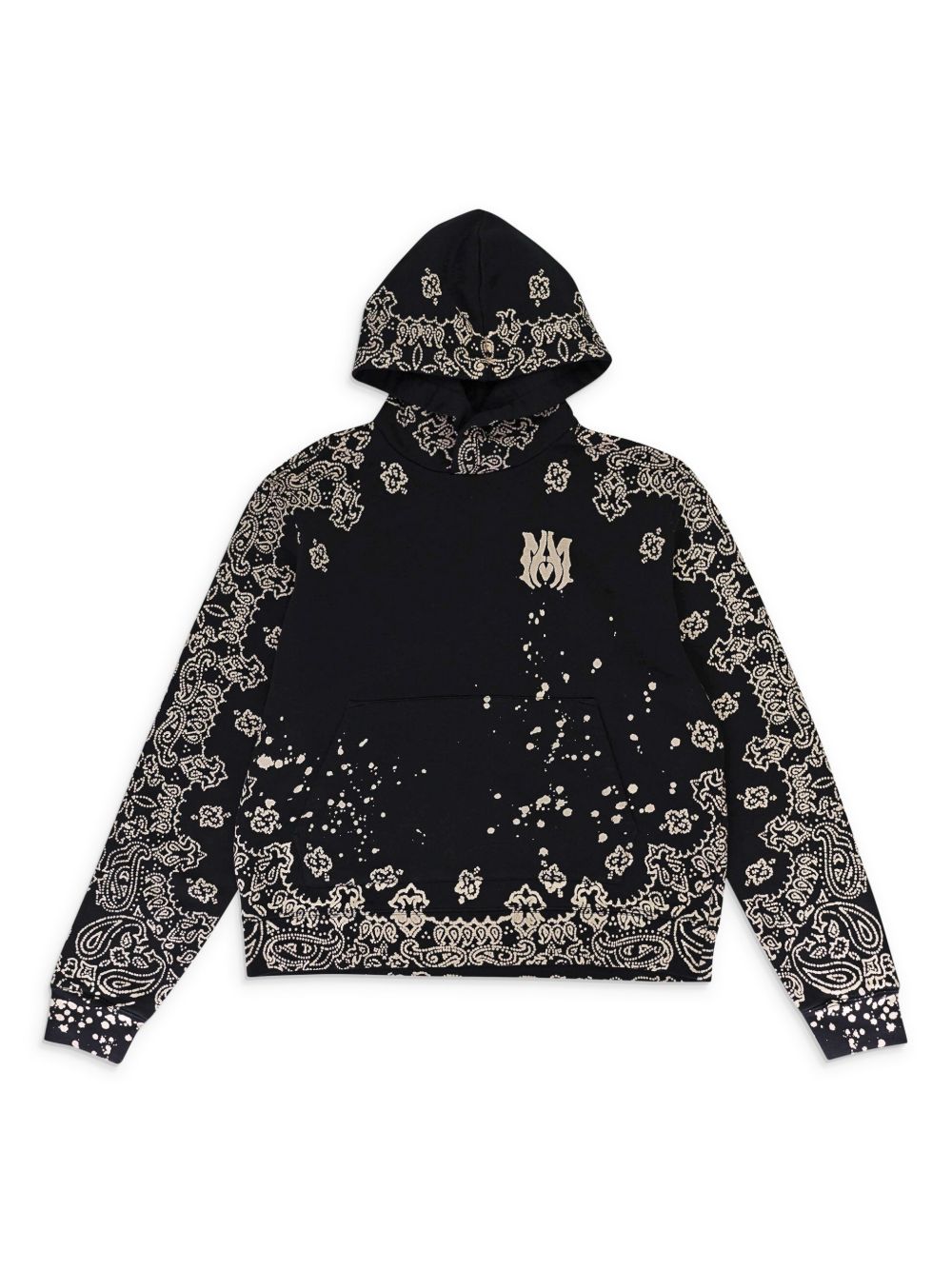 AMIRI logo刺绣头巾印花连帽衫 - 黑色