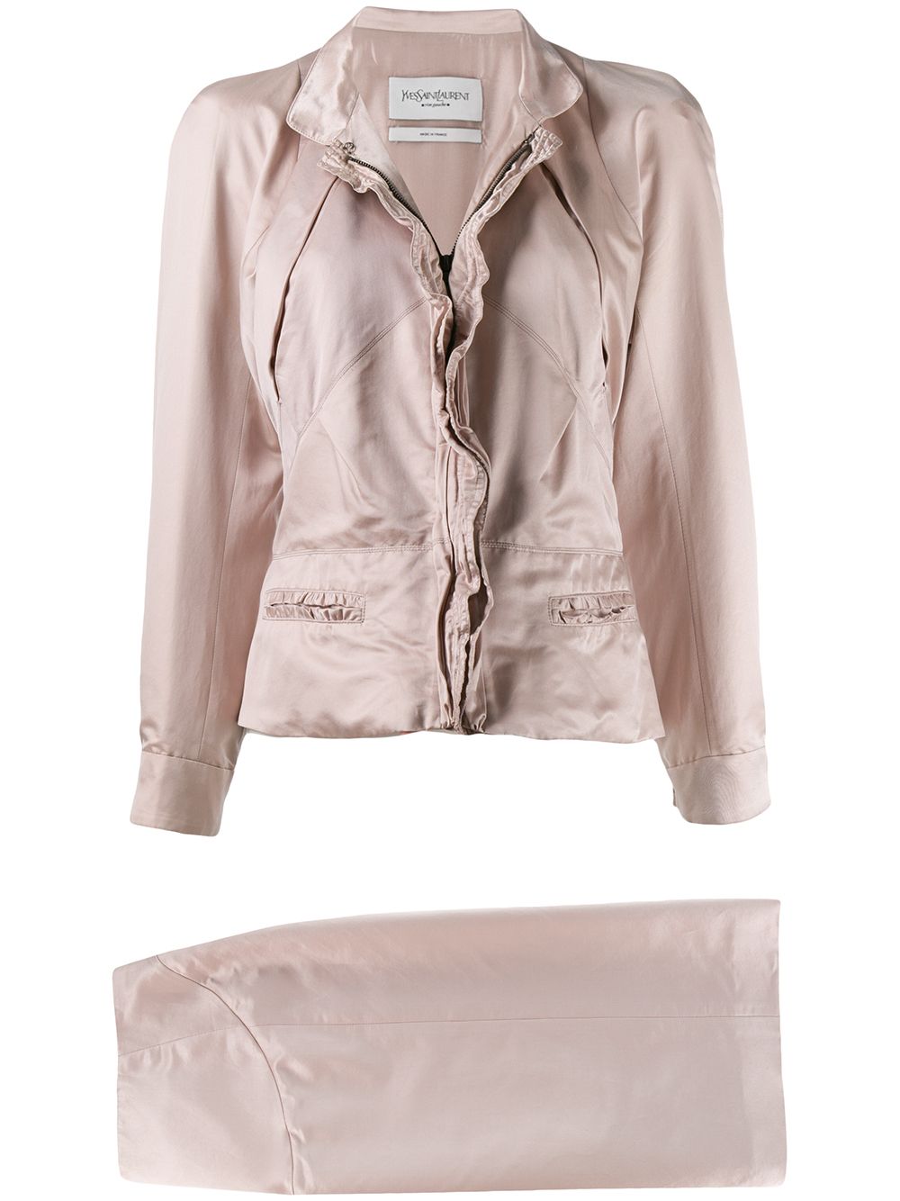 Saint Laurent Pre-Owned 圣罗兰 修身夹克与半身裙套装 - 粉色