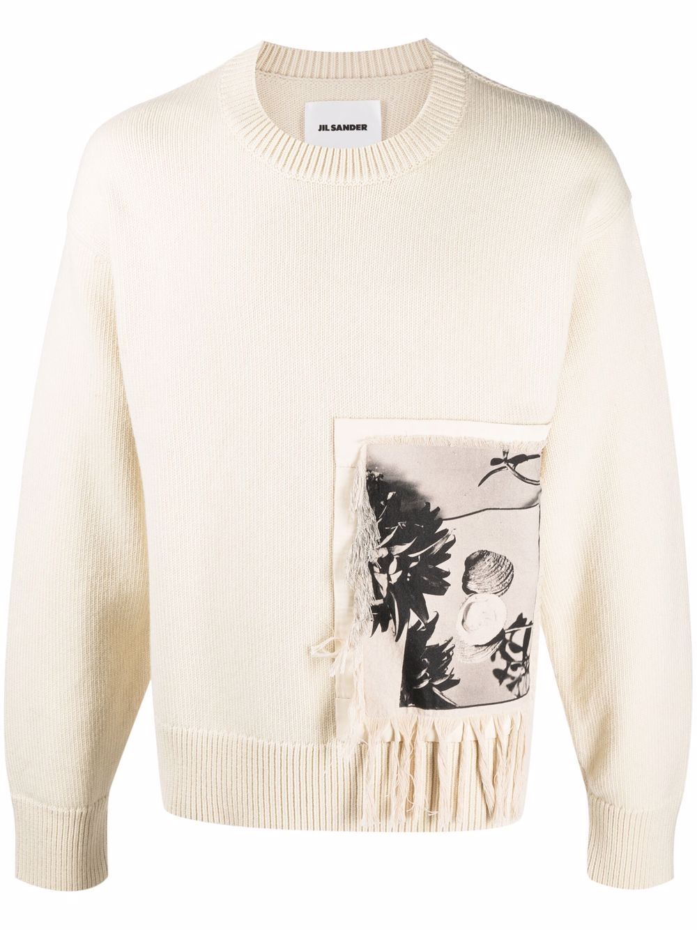 Jil Sander 贝壳印花流苏毛衣 - 中性色