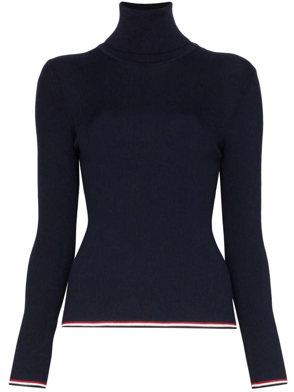 Thom Browne 红白蓝三色条纹高领针织衫 - 蓝色