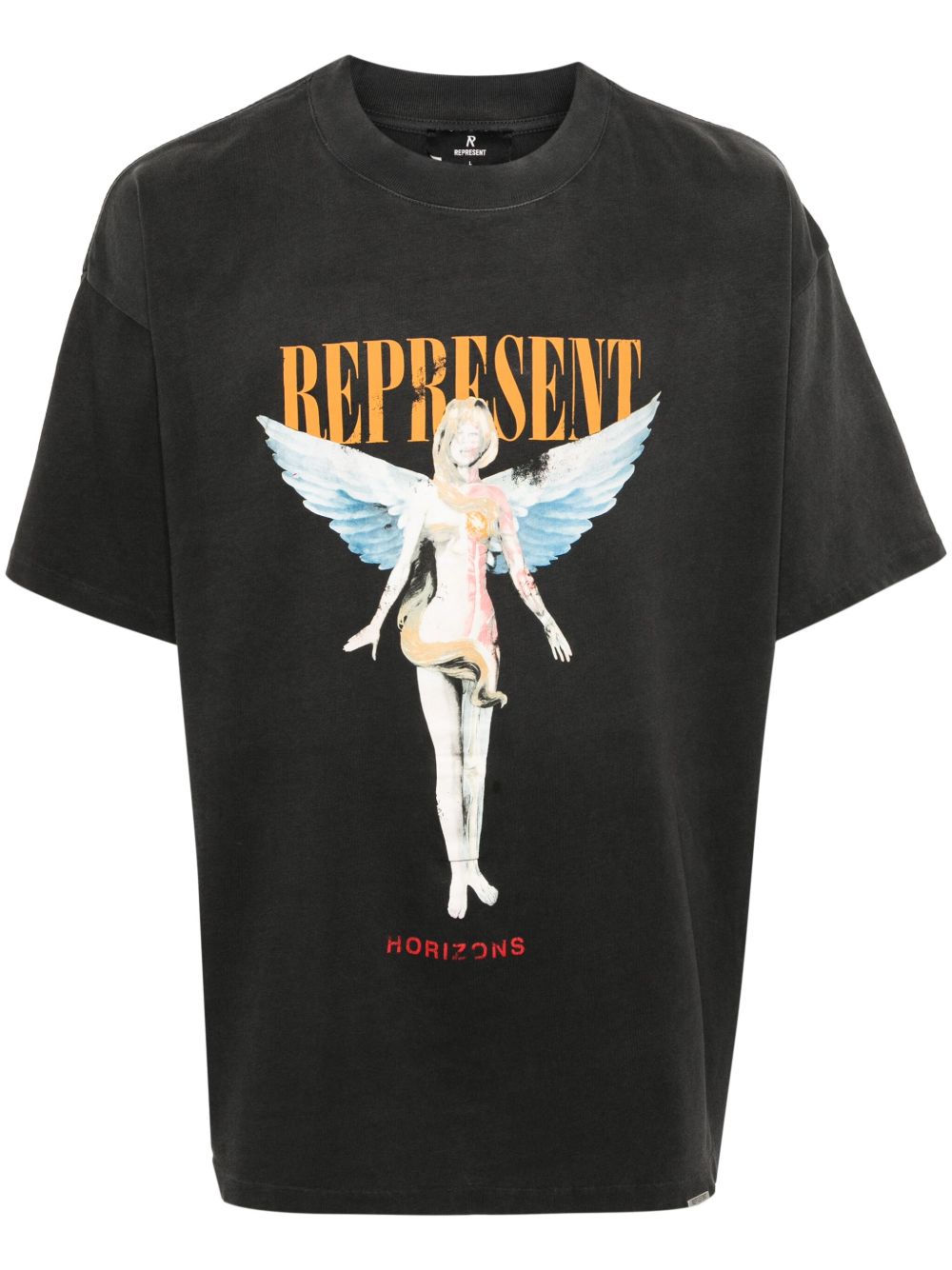 Represent logo印花棉T恤 - 黑色