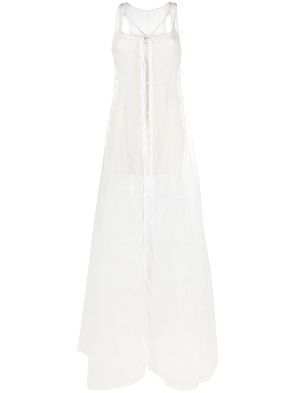 Jacquemus La Robe Dentelle 半透明拼接礼服 - 白色