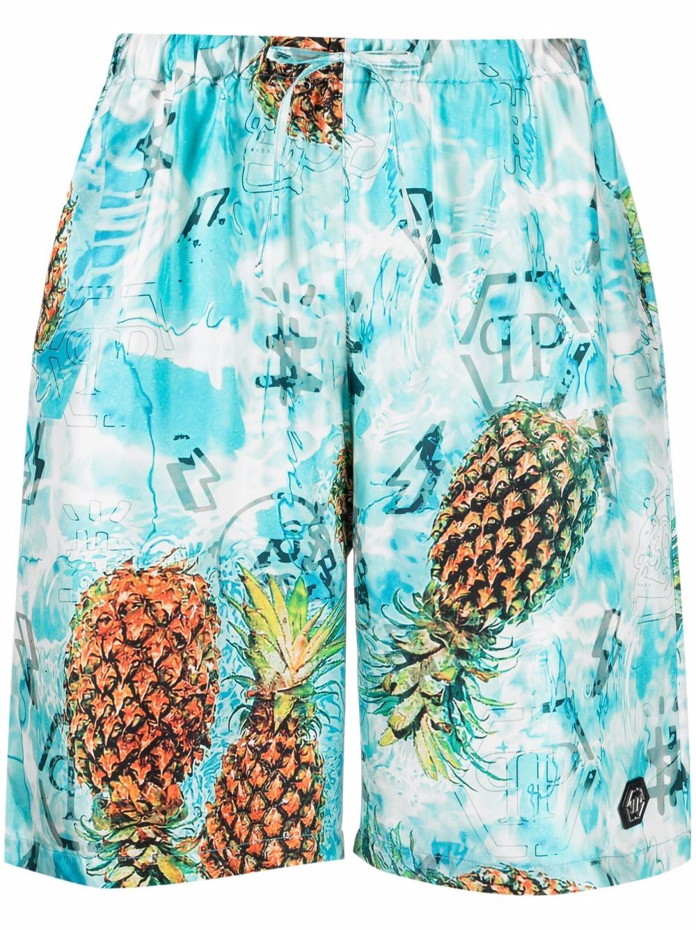Philipp Plein 菠萝印花居家短裤 - 蓝色