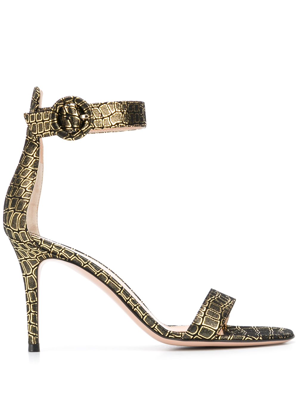 Gianvito Rossi 金属感印花凉鞋 - 黑色