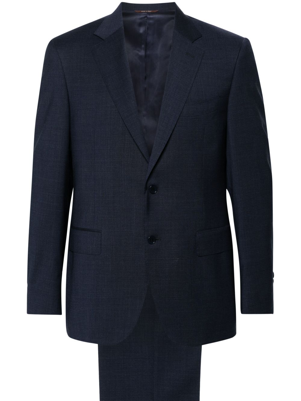 Canali 篮状编织印花羊毛西装套装 - 蓝色
