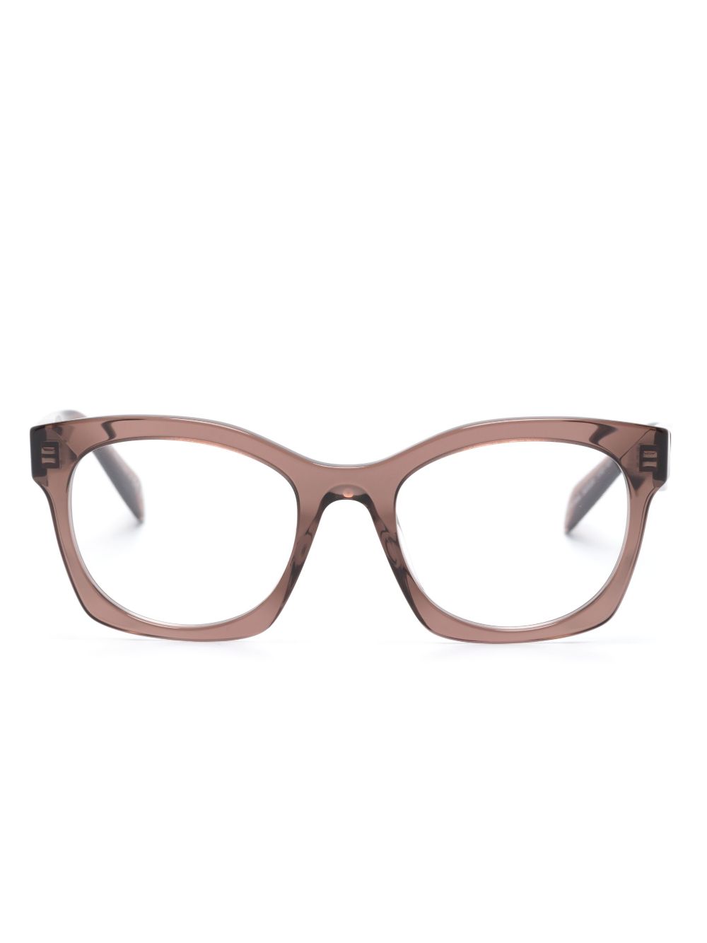 Prada Eyewear 透明镜框logo眼镜 - 褐色