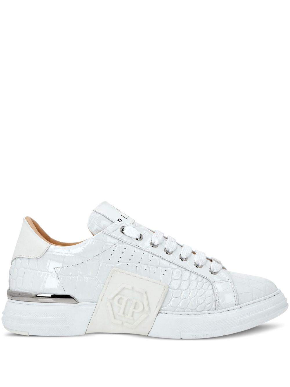 Philipp Plein 仿鳄鱼纹板鞋 - 白色