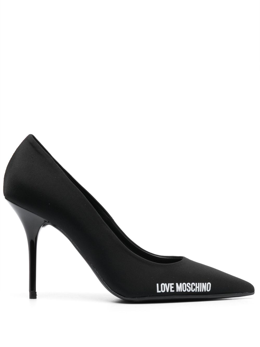 Love Moschino logo印花皮质高跟鞋 - 黑色